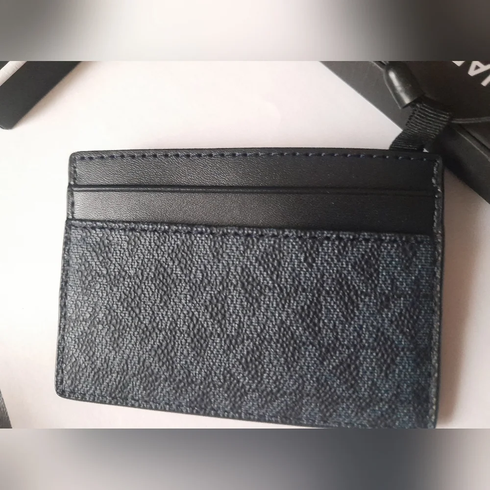 New Michael Kors Men's Card Case In Multi Blue ColorBlock NWT In Gift Box